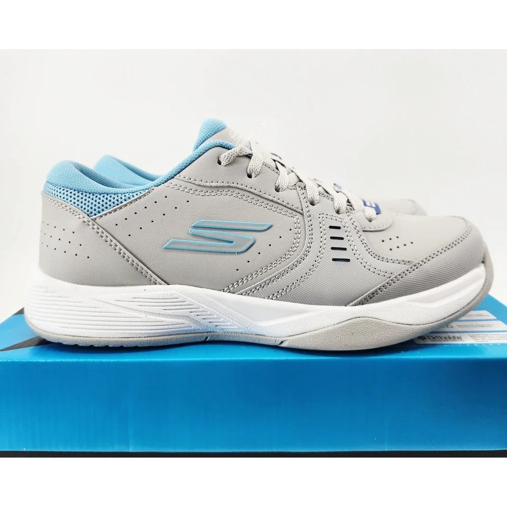 Skechers‎ Viper Court Smash Pickleball Shoes Gray Blue 172072 GYBL Womens 10